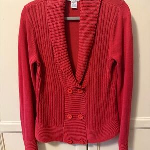 JG Hook Women's Vibrant Red Shawl Collar Cardigan